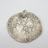 King Charles I .925 Silver York Mint Shilling Coin Fob Pendant Antique 1643-44