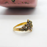 Georgian 15ct Yellow Gold Tourmaline Set Floral Cluster Ring c1800 Antique