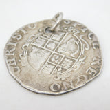 King Charles I .925 Silver York Mint Shilling Coin Fob Pendant Antique 1643-44