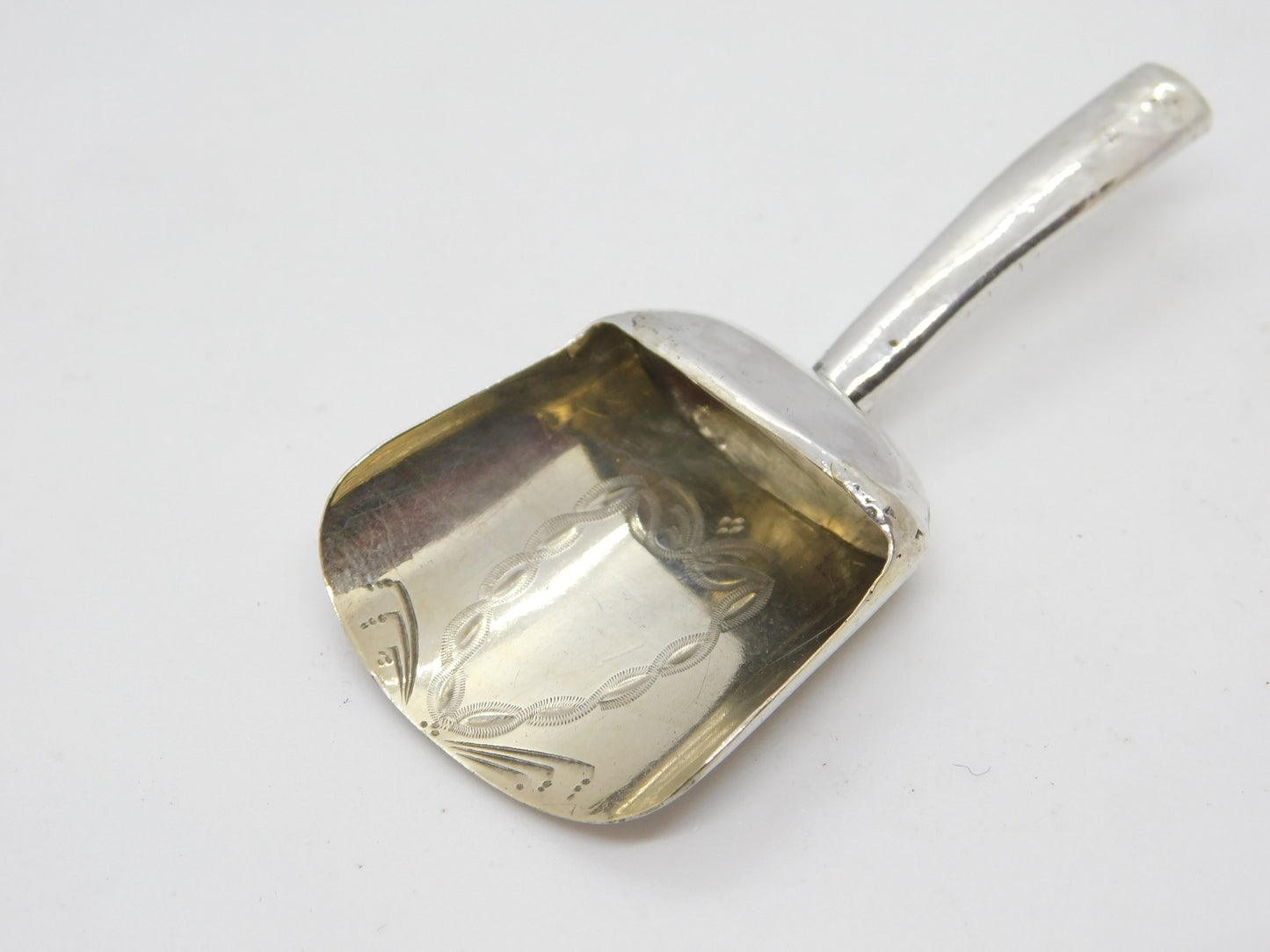 George III Sterling Silver Tea Caddy Scoop Spoon Antique 1801 Birmingham