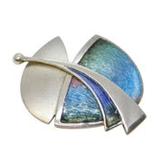 Pat Cheney Scottish Sterling Silver & Enamel Spray Brooch Vintage Edinburgh
