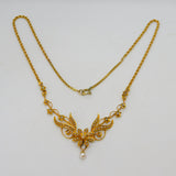 Edwardian 15ct Yellow Gold & Seed Pearl Floral Dress Necklace Antique c1910