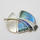Pat Cheney Scottish Sterling Silver & Enamel Spray Brooch Vintage Edinburgh