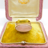 9ct Yellow Gold Cabochon Rose Quartz Signet Ring 1971 Birmingham Vintage