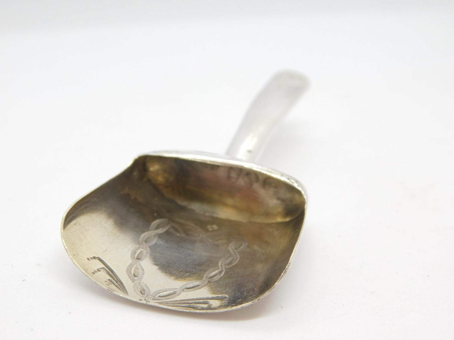 George III Sterling Silver Tea Caddy Scoop Spoon Antique 1801 Birmingham