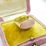9ct Yellow Gold Cabochon Rose Quartz Signet Ring 1971 Birmingham Vintage
