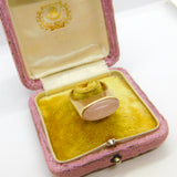 9ct Yellow Gold Cabochon Rose Quartz Signet Ring 1971 Birmingham Vintage