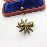 Victorian Sterling Silver Gilt, Pyrite & Turquoise Spray Brooch c1880 Antique