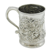 George III Sterling Silver Floral Pattern Christening Mug Antique 1766 London