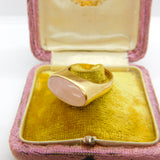 9ct Yellow Gold Cabochon Rose Quartz Signet Ring 1971 Birmingham Vintage