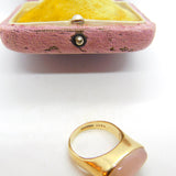 9ct Yellow Gold Cabochon Rose Quartz Signet Ring 1971 Birmingham Vintage