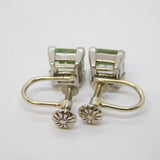 Art Deco 14ct White Gold & Square-Cut Green Sapphire Screw-Back Earrings Antique