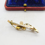 Edwardian 9ct Gold, Turquoise & Natural Pearl Shamrock Brooch 1902 Birmingham