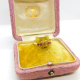 Victorian 18ct Yellow Gold, Seed Pearl & Ruby Floral Ring 1891 Birmingham