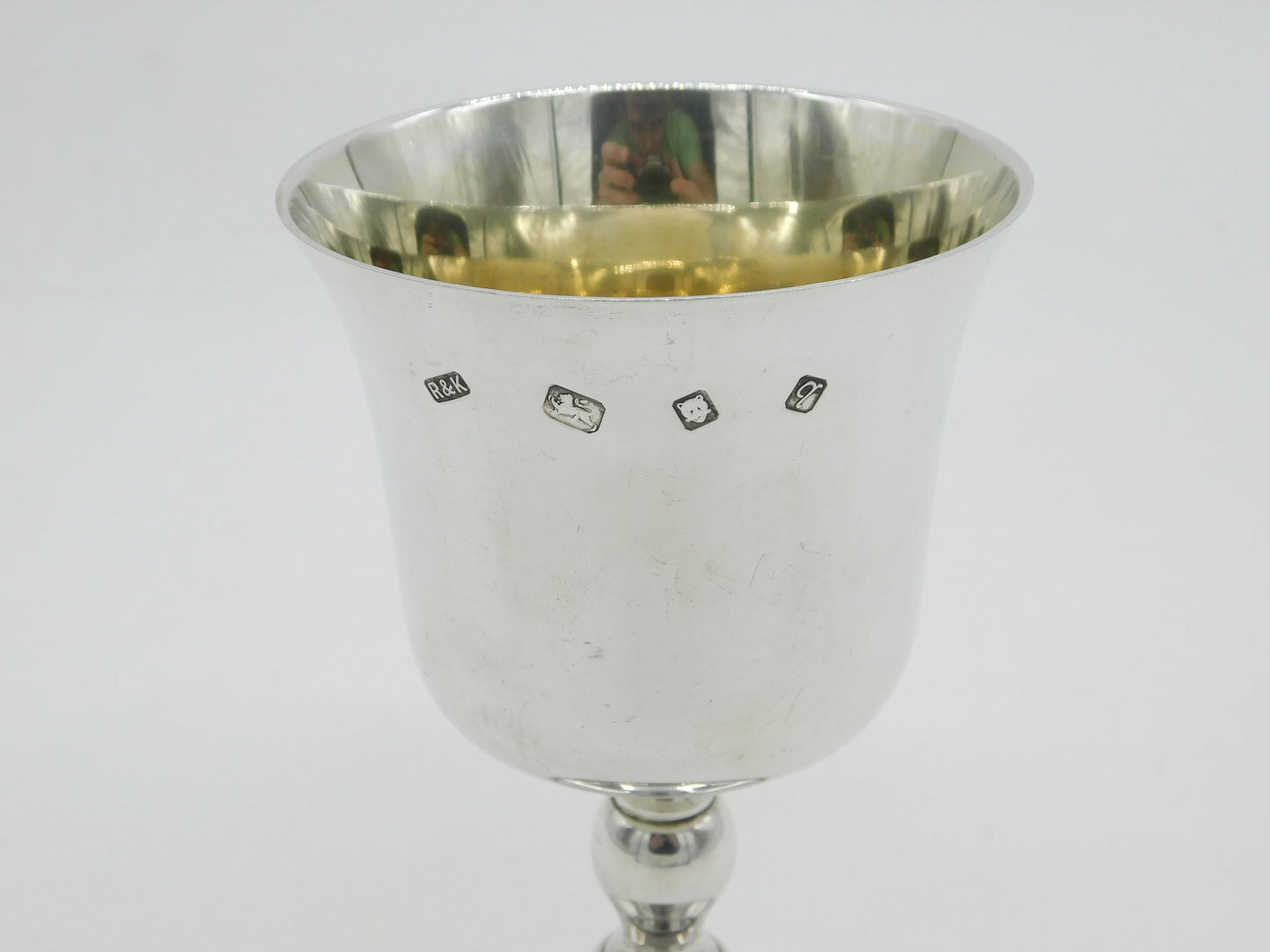 Large Sterling Silver Wine Goblet Chalice 1971 London Vintage Richards & Knight