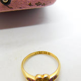 Victorian 18ct Yellow Gold, Seed Pearl & Ruby Floral Ring 1891 Birmingham