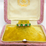 18ct Yellow Gold, 0.3ct Diamond & Emerald Half Eternity Ring 1987 Birmingham