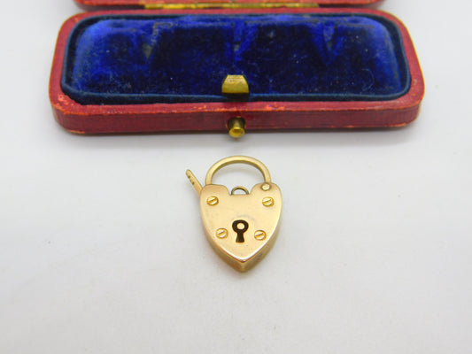 Charm Bracelet Heart Padlock Clasp Findings 9ct Gold Antique Art Deco c1920