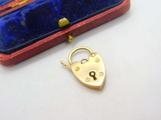 Charm Bracelet Heart Padlock Clasp Findings 9ct Gold Antique Art Deco c1920