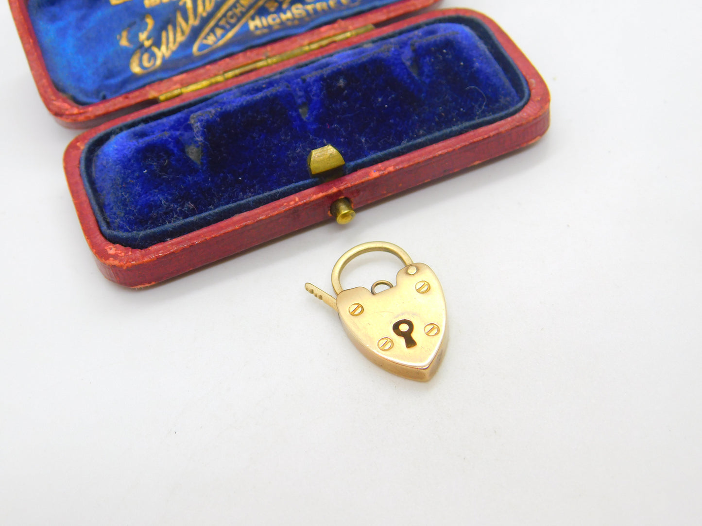 Charm Bracelet Heart Padlock Clasp Findings 9ct Gold Antique Art Deco c1920