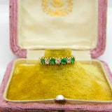 18ct Yellow Gold, 0.3ct Diamond & Emerald Half Eternity Ring 1987 Birmingham