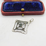 Edwardian Sterling Silver, Topaz & Spinel Set Lavalier Drop Pendant c1910