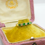 18ct Yellow Gold, 0.3ct Diamond & Emerald Half Eternity Ring 1987 Birmingham