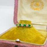 18ct Yellow Gold, 0.3ct Diamond & Emerald Half Eternity Ring 1987 Birmingham