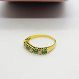 18ct Yellow Gold, 0.3ct Diamond & Emerald Half Eternity Ring 1987 Birmingham