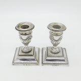 Pair of Victorian Sterling Silver Swag & Bow Candlesticks 1899 Birmingham