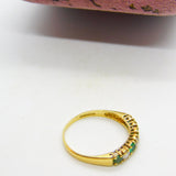 18ct Yellow Gold, 0.3ct Diamond & Emerald Half Eternity Ring 1987 Birmingham