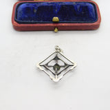 Edwardian Sterling Silver, Topaz & Spinel Set Lavalier Drop Pendant c1910