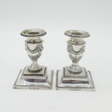 Pair of Victorian Sterling Silver Swag & Bow Candlesticks 1899 Birmingham