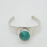 Mexican Studio Sterling Silver Turquoise Set Bangle Bracelet Vintage c1970