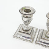 Pair of Victorian Sterling Silver Swag & Bow Candlesticks 1899 Birmingham