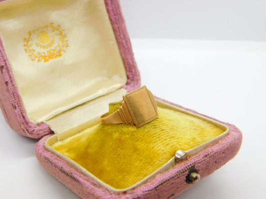 9ct Yellow Gold Square Blank Signet Ring 1951 Birmingham Size U 1/2 UK