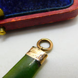 Edwardian 9ct Rose Gold & New Zealand Nephrite Jade Pendant 1905 Birmingham