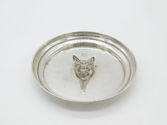 Sterling SIlver Fox Mask Ashtray VWH Hunt Service Engraving Vintage 1973