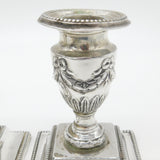 Pair of Victorian Sterling Silver Swag & Bow Candlesticks 1899 Birmingham