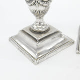 Pair of Victorian Sterling Silver Swag & Bow Candlesticks 1899 Birmingham