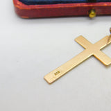 Fern Leaf Pattern 9ct Yellow Gold Cross Pendant Antique Victorian c1890