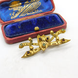 Victorian Pinchbeck, Turquoise & Garnet Set Cross Sword Brooch c1880