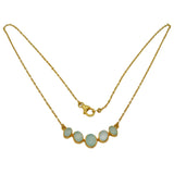 Gold on Sterling Silver Cabochon Cut Sea Glass Five-Stone Necklace Vintage c1970