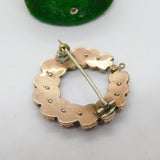 Austrian 8ct Gold Bohemian Garnet Set Floral Wreath Brooch Antique c1960