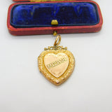 Mizpah Heart 9ct Gold Back and Front Double Locket or Pendant Antique Victorian