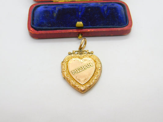 Mizpah Heart 9ct Gold Back and Front Double Locket or Pendant Antique Victorian