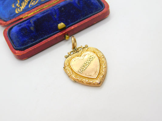 Mizpah Heart 9ct Gold Back and Front Double Locket or Pendant Antique Victorian