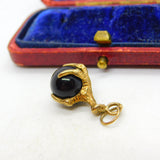 9ct Yellow Gold Black Onyx Set Eagle Claw Charm Pendant c1970 Sheffield