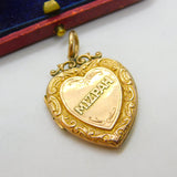 Mizpah Heart 9ct Gold Back and Front Double Locket or Pendant Antique Victorian