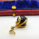 9ct Yellow Gold Black Onyx Set Eagle Claw Charm Pendant c1970 Sheffield